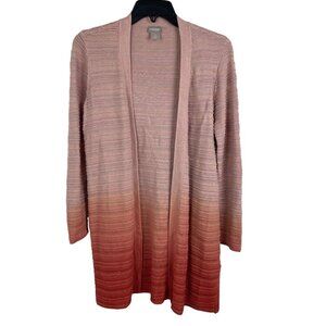 Chicos Womens Cardigan Sweater Size S Ombre Pink Long Sleeve Open Front